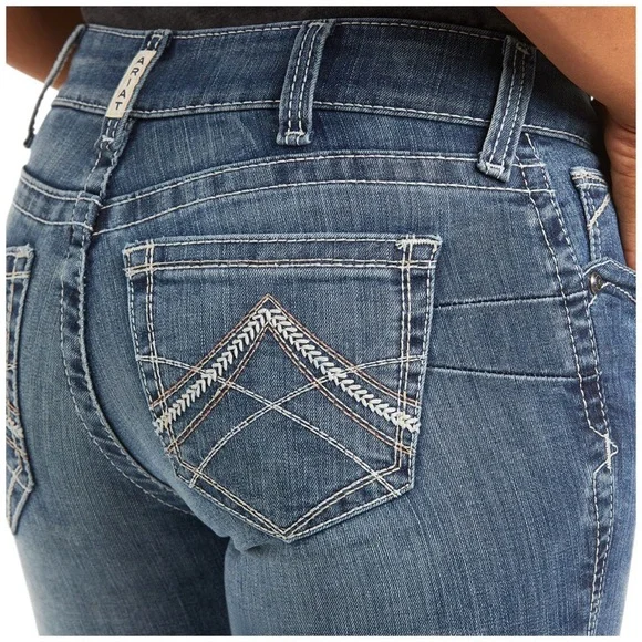 Ariat Women's R.E.A.L. Icon Mid Rise Straight Leg Jeans 33x30 - Picture 3 of 15